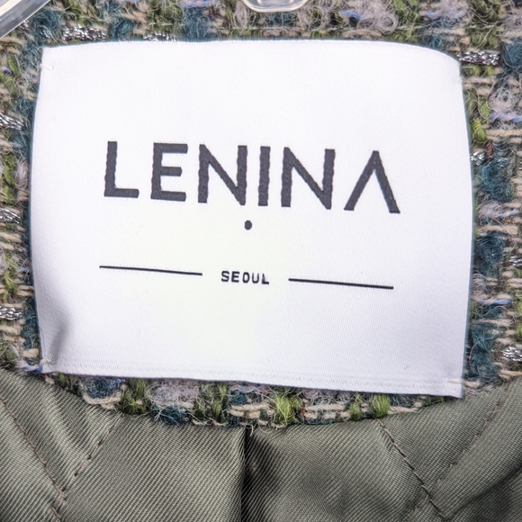 LENINA Coco Cropped Tweed Jacket Black and Green One Size - Picture 9 of 11